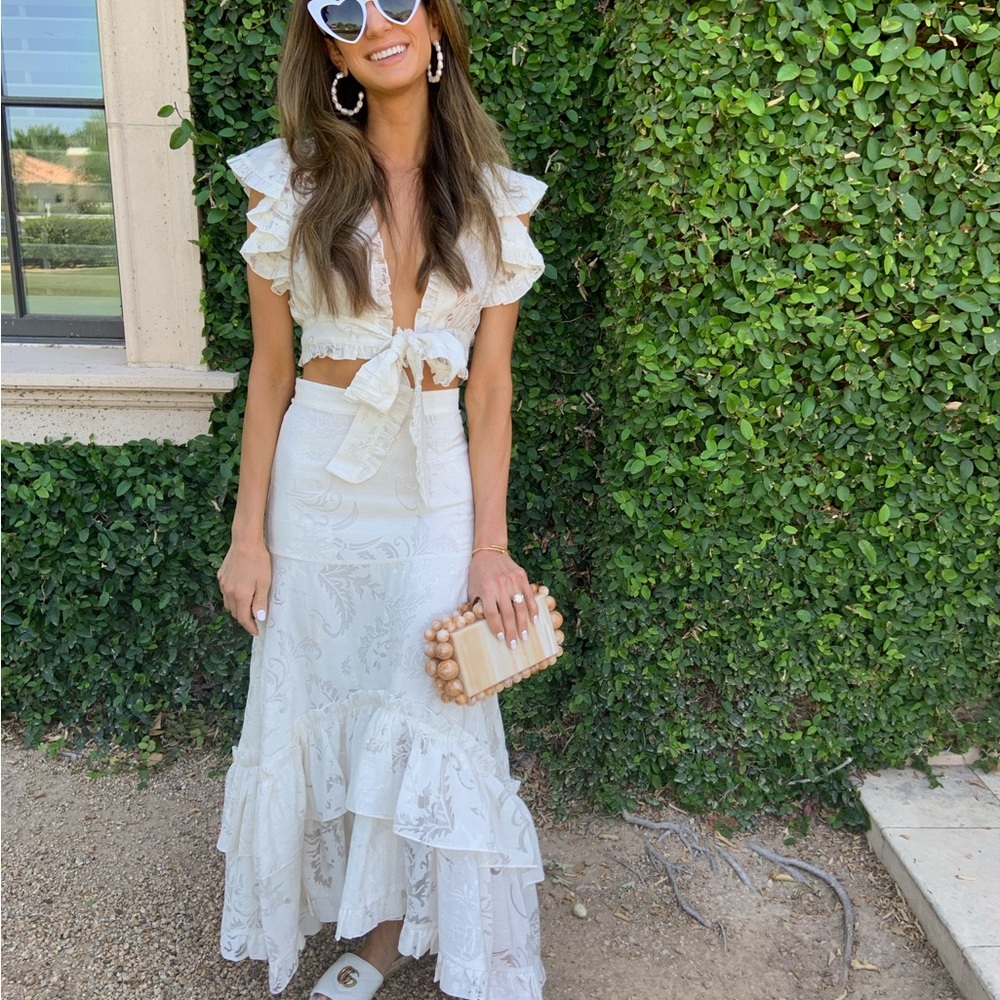 Elegant Cream Ruffle Skirt
